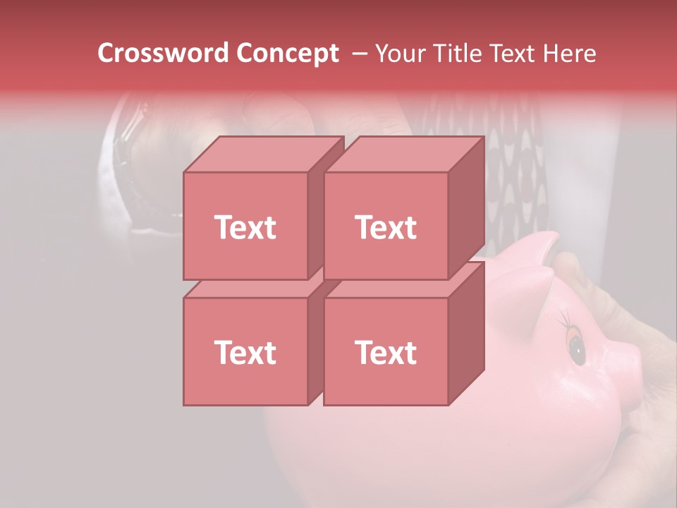 Businessman Putting Money Into A Pink Piggy Bank Wearing Business Attire PowerPoint Template