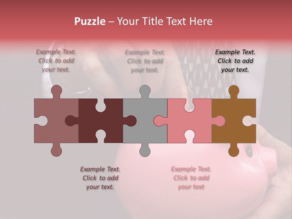 Businessman Putting Money Into A Pink Piggy Bank Wearing Business Attire PowerPoint Template