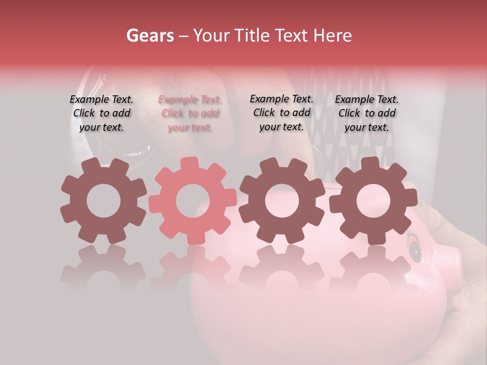 Businessman Putting Money Into A Pink Piggy Bank Wearing Business Attire PowerPoint Template