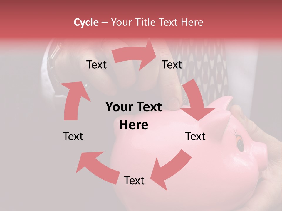 Businessman Putting Money Into A Pink Piggy Bank Wearing Business Attire PowerPoint Template