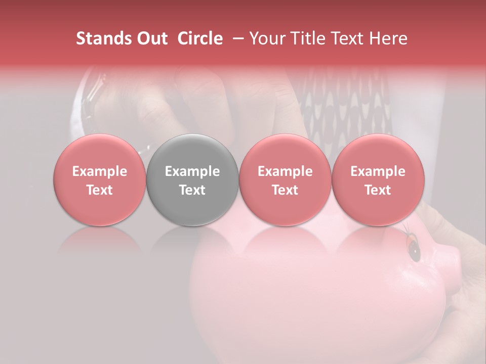 Businessman Putting Money Into A Pink Piggy Bank Wearing Business Attire PowerPoint Template