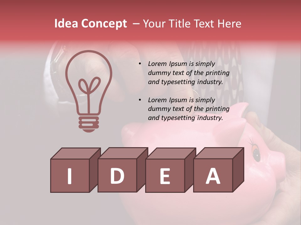 Businessman Putting Money Into A Pink Piggy Bank Wearing Business Attire PowerPoint Template