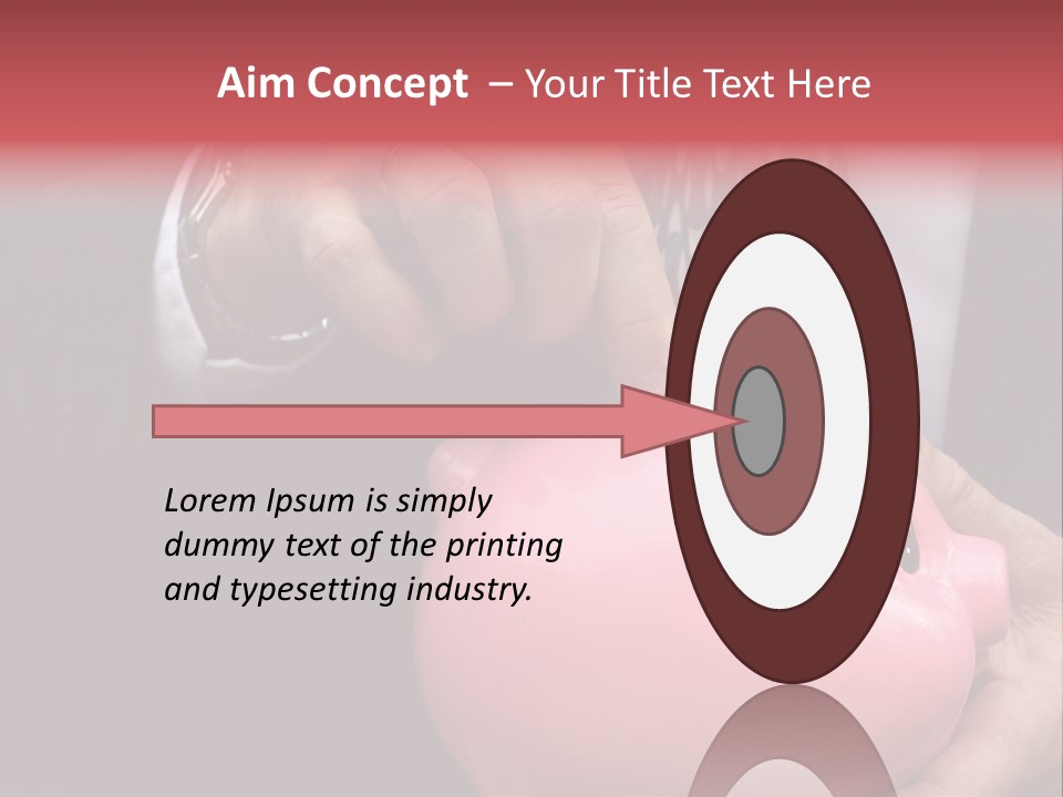 Businessman Putting Money Into A Pink Piggy Bank Wearing Business Attire PowerPoint Template