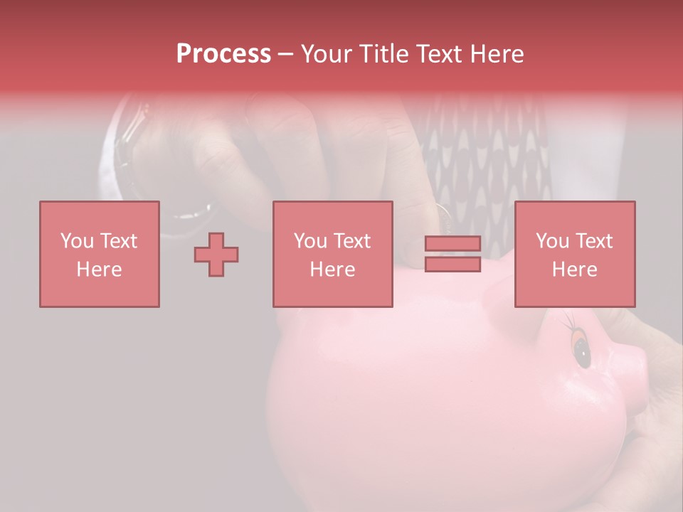 Businessman Putting Money Into A Pink Piggy Bank Wearing Business Attire PowerPoint Template