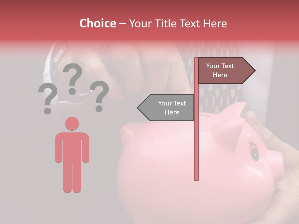 Businessman Putting Money Into A Pink Piggy Bank Wearing Business Attire PowerPoint Template