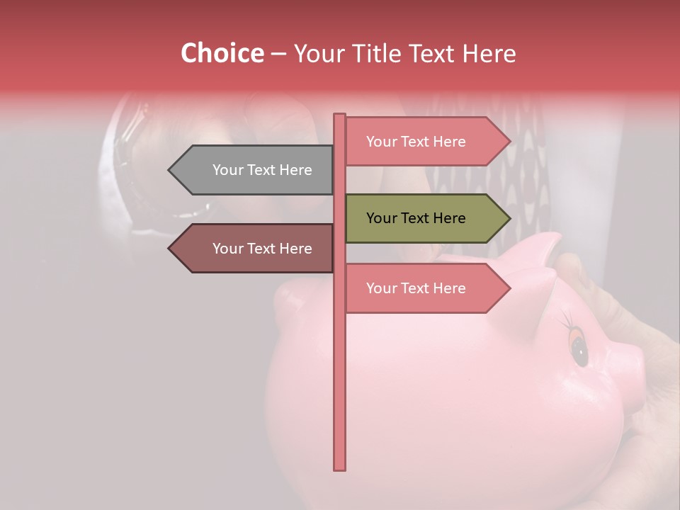 Businessman Putting Money Into A Pink Piggy Bank Wearing Business Attire PowerPoint Template