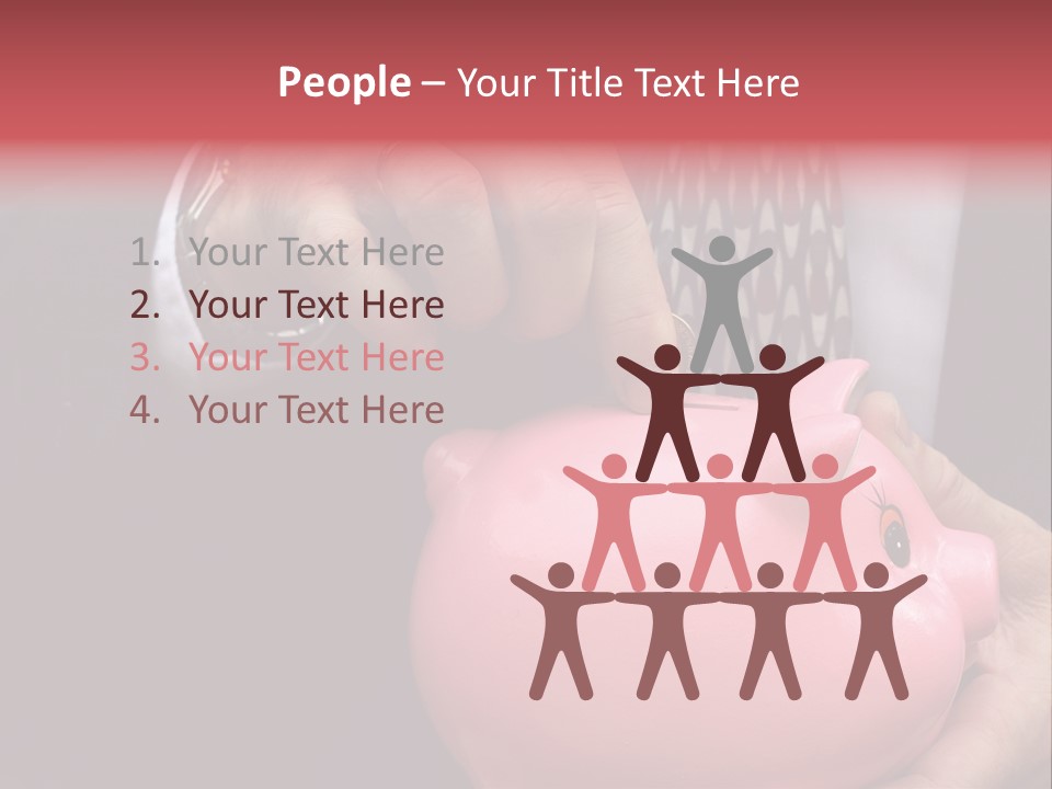 Businessman Putting Money Into A Pink Piggy Bank Wearing Business Attire PowerPoint Template