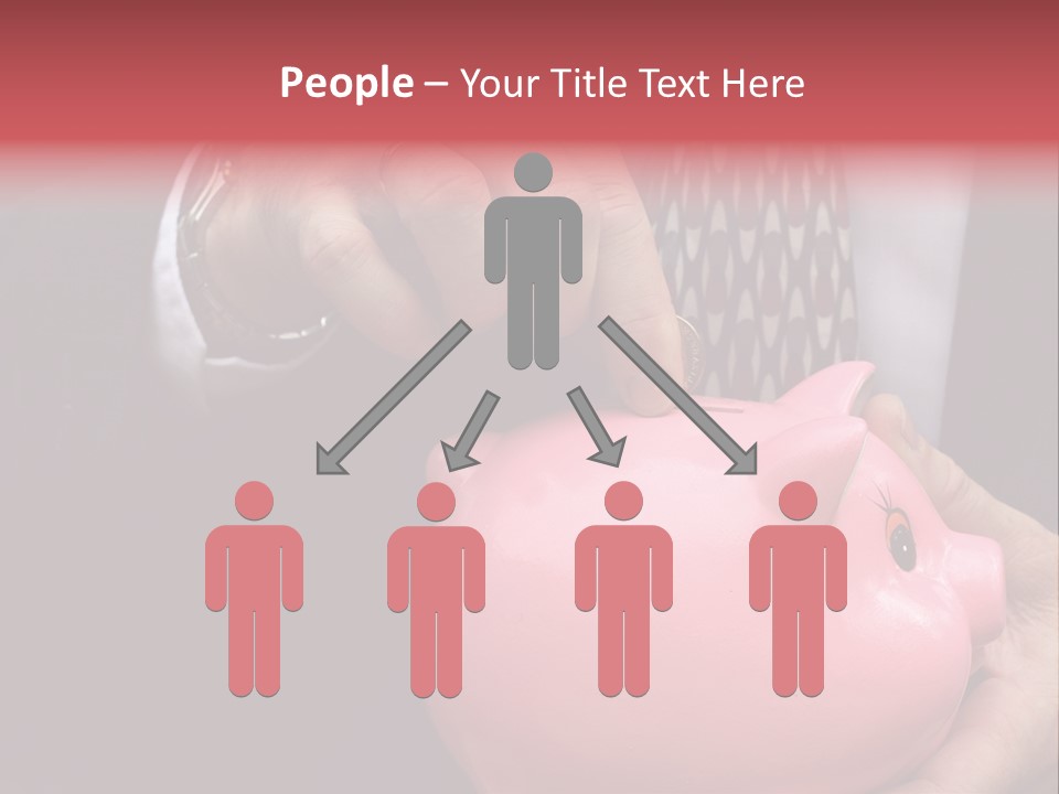 Businessman Putting Money Into A Pink Piggy Bank Wearing Business Attire PowerPoint Template