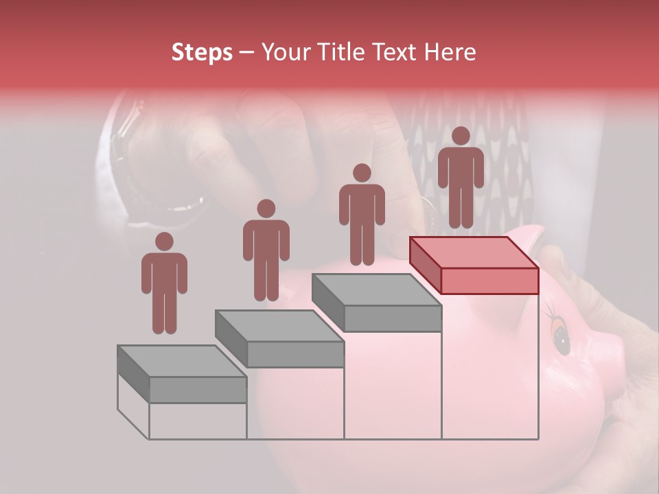 Businessman Putting Money Into A Pink Piggy Bank Wearing Business Attire PowerPoint Template