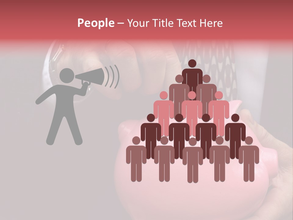 Businessman Putting Money Into A Pink Piggy Bank Wearing Business Attire PowerPoint Template