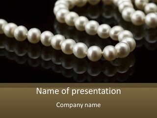 Pearl Necklace Black White Elegant Reflex Image PowerPoint Template