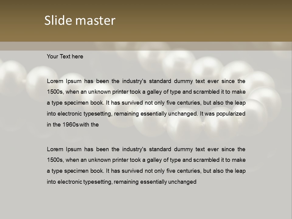 Pearl Necklace Black White Elegant Reflex Image PowerPoint Template