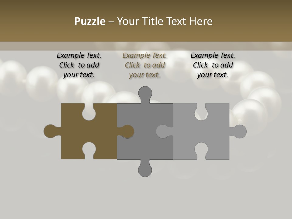 Pearl Necklace Black White Elegant Reflex Image PowerPoint Template