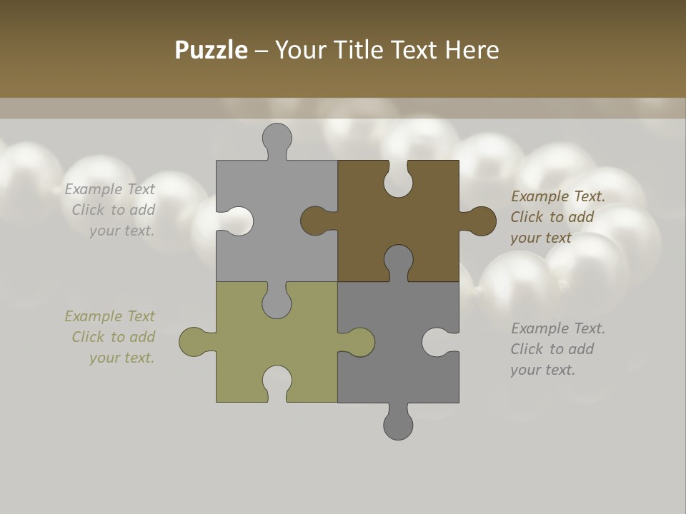 Pearl Necklace Black White Elegant Reflex Image PowerPoint Template