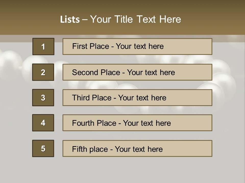 Pearl Necklace Black White Elegant Reflex Image PowerPoint Template