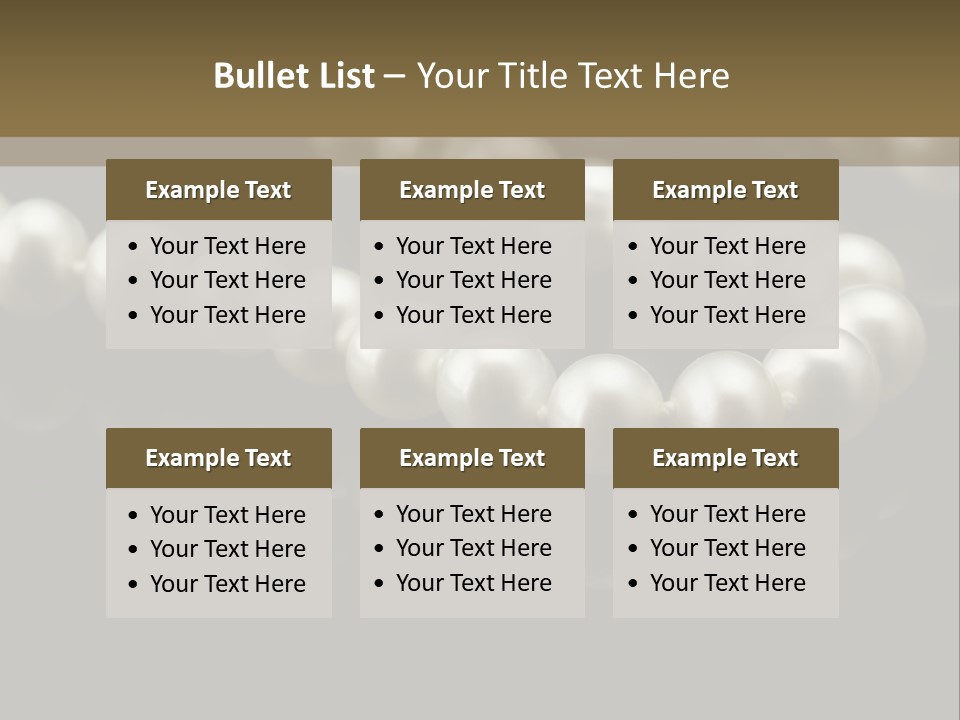 Pearl Necklace Black White Elegant Reflex Image PowerPoint Template