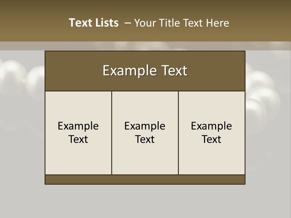 Pearl Necklace Black White Elegant Reflex Image PowerPoint Template