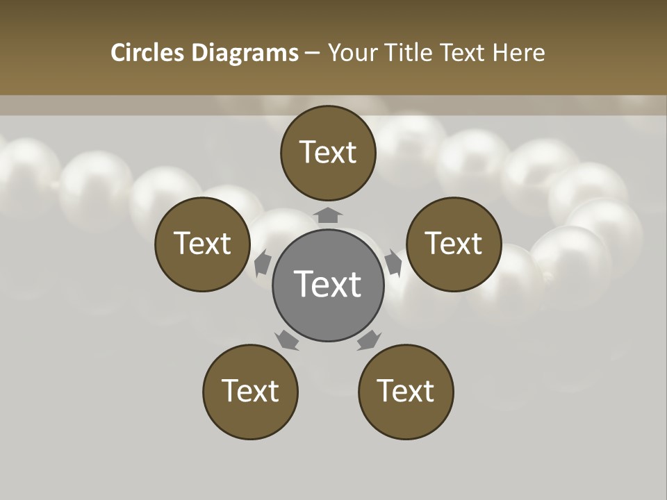 Pearl Necklace Black White Elegant Reflex Image PowerPoint Template