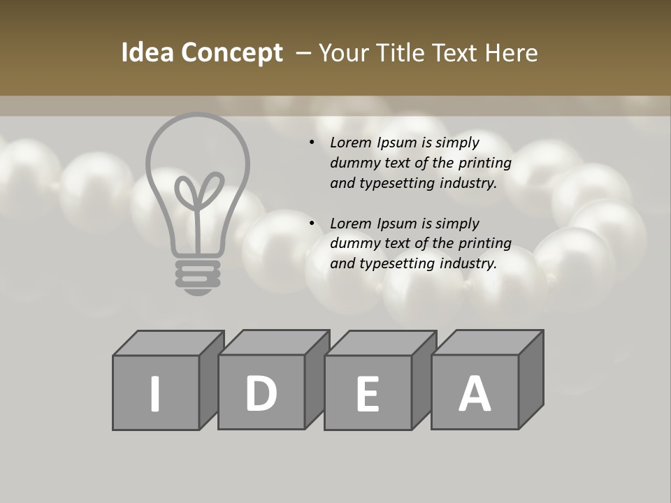 Pearl Necklace Black White Elegant Reflex Image PowerPoint Template