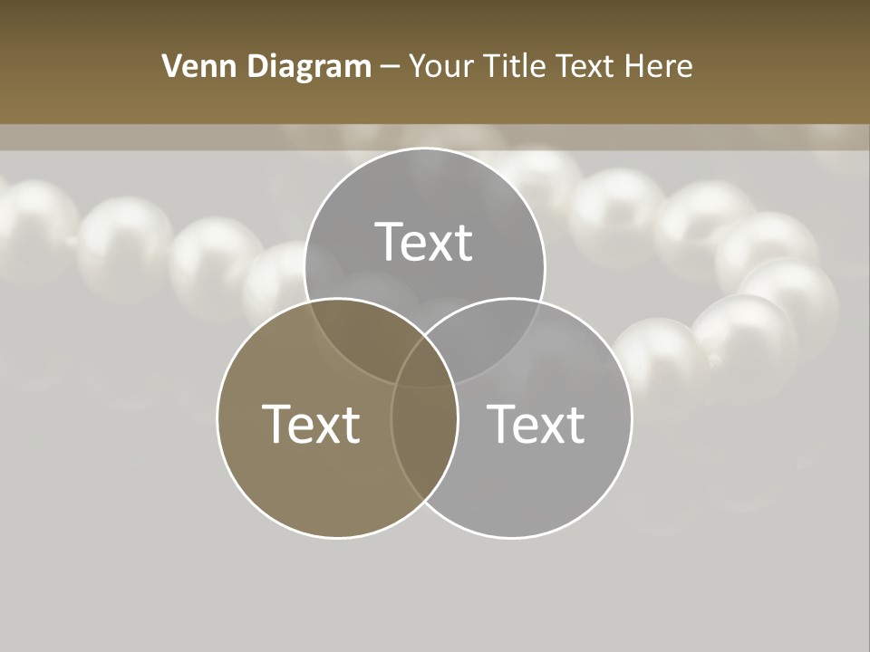 Pearl Necklace Black White Elegant Reflex Image PowerPoint Template