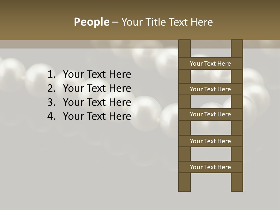 Pearl Necklace Black White Elegant Reflex Image PowerPoint Template