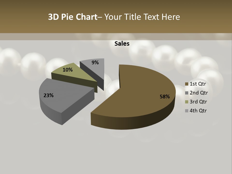 Pearl Necklace Black White Elegant Reflex Image PowerPoint Template