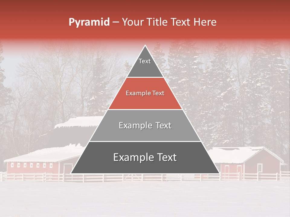 A Red Barn In A Snowy Field With Trees In The Background PowerPoint Template