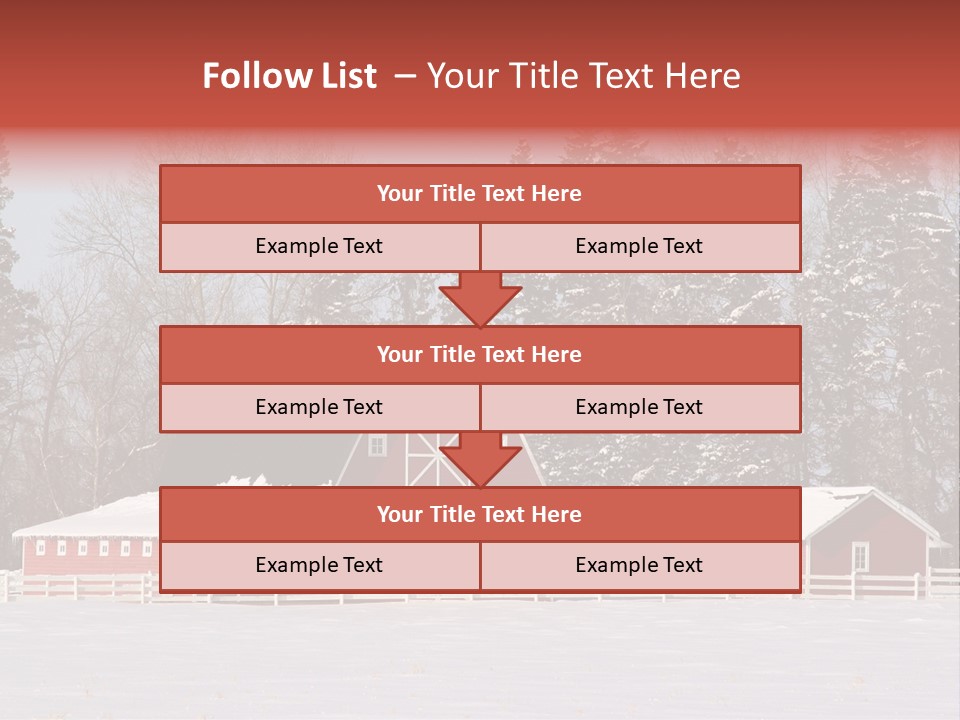 A Red Barn In A Snowy Field With Trees In The Background PowerPoint Template