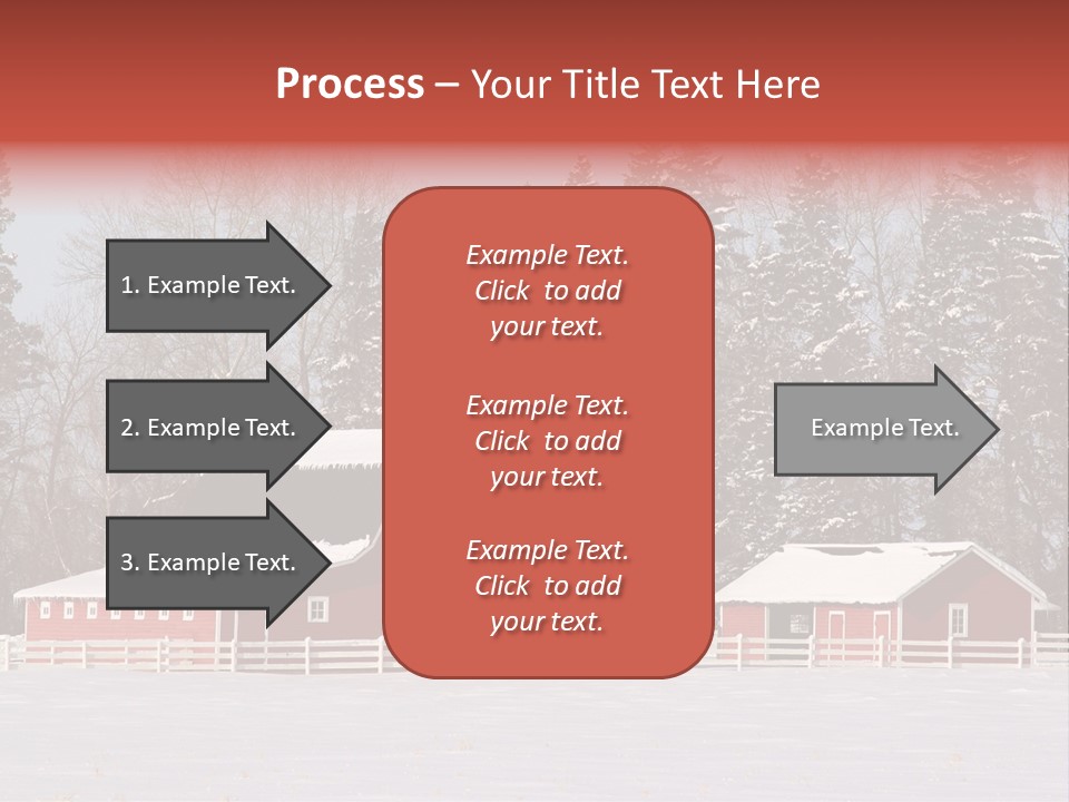 A Red Barn In A Snowy Field With Trees In The Background PowerPoint Template