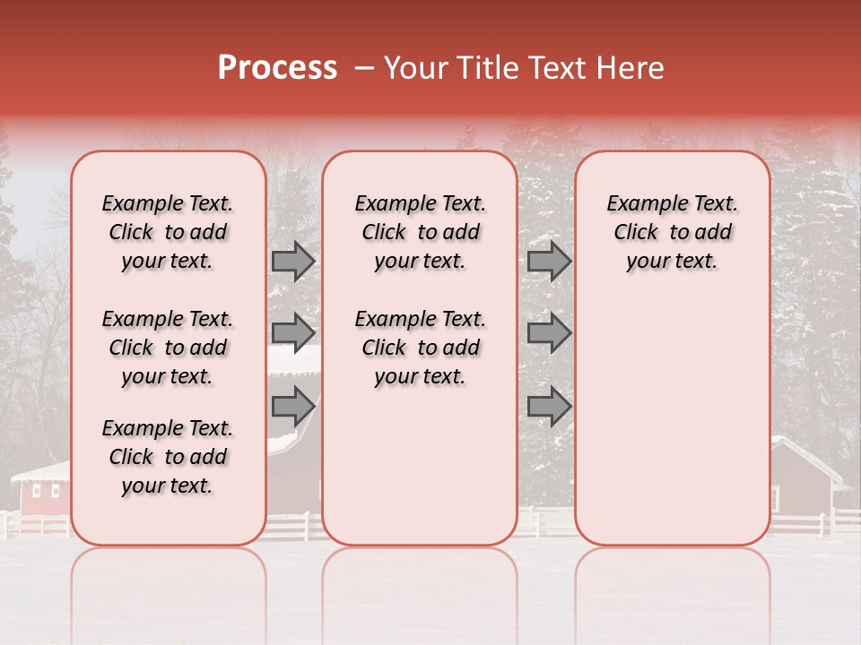 A Red Barn In A Snowy Field With Trees In The Background PowerPoint Template