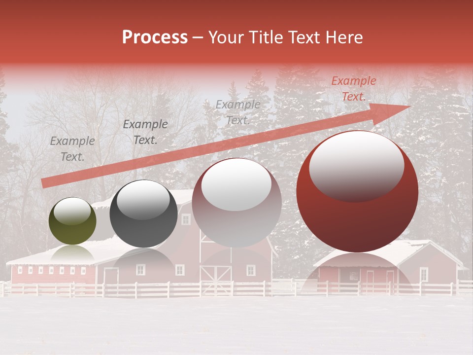 A Red Barn In A Snowy Field With Trees In The Background PowerPoint Template