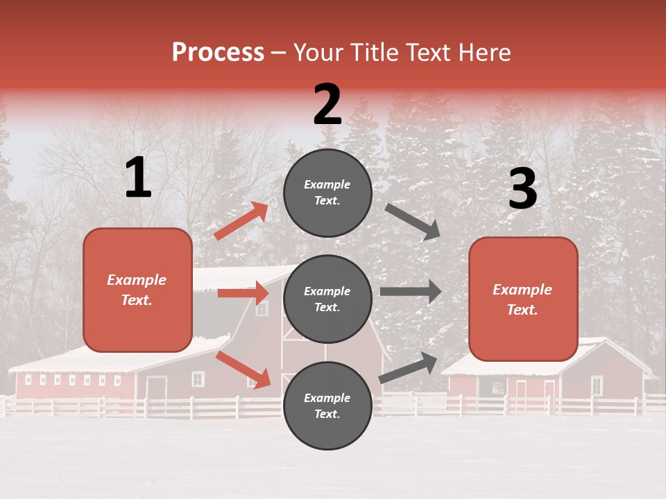 A Red Barn In A Snowy Field With Trees In The Background PowerPoint Template