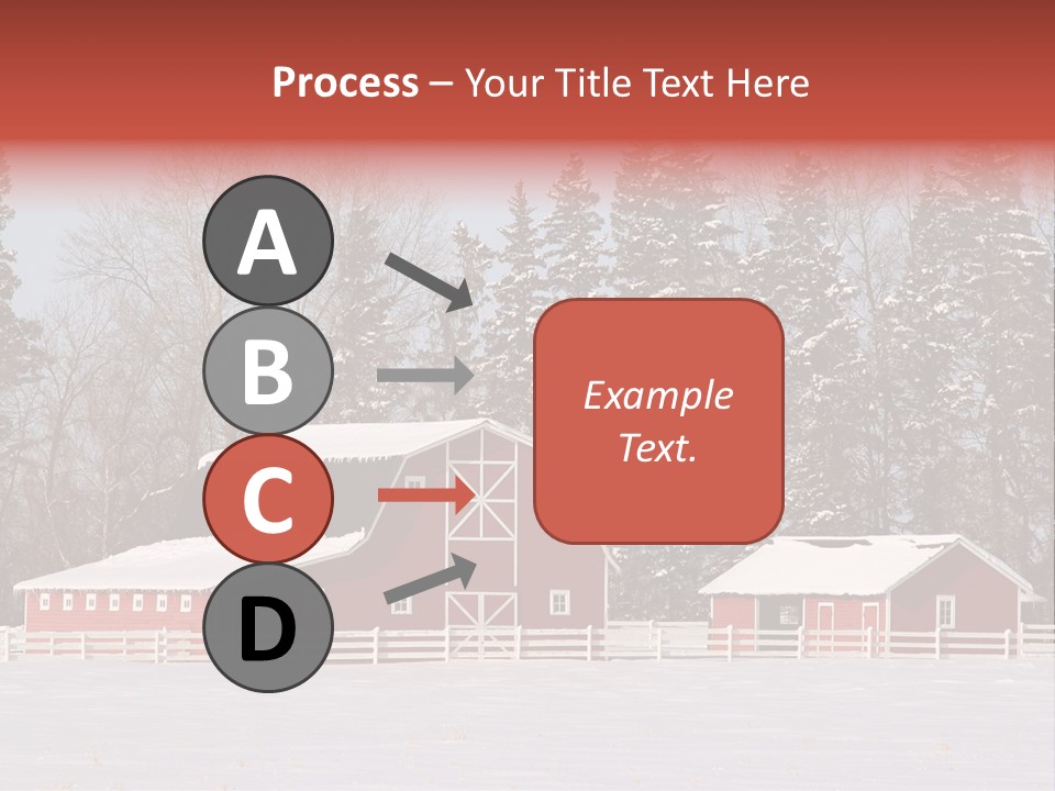A Red Barn In A Snowy Field With Trees In The Background PowerPoint Template