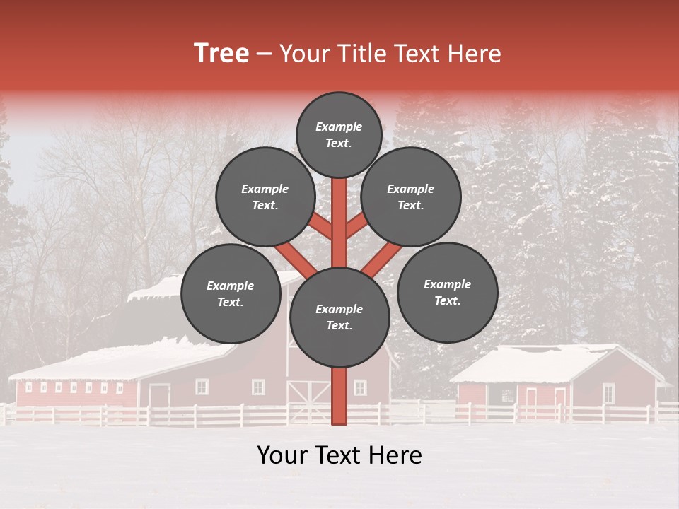 A Red Barn In A Snowy Field With Trees In The Background PowerPoint Template