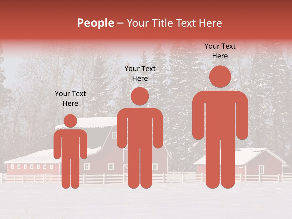 A Red Barn In A Snowy Field With Trees In The Background PowerPoint Template