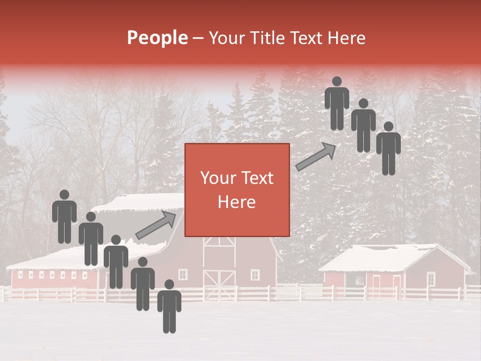 A Red Barn In A Snowy Field With Trees In The Background PowerPoint Template
