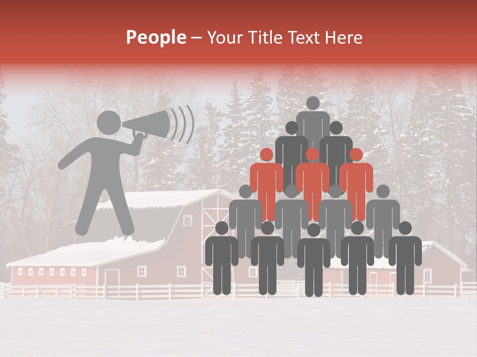 A Red Barn In A Snowy Field With Trees In The Background PowerPoint Template