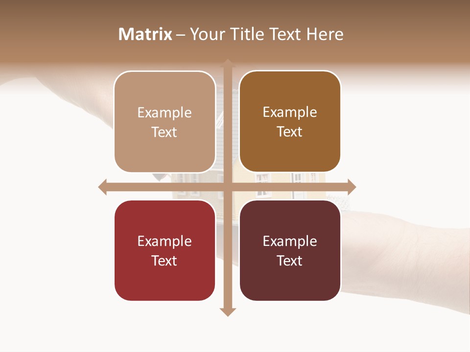 Female Hand Reaching For A House Isolated On A White Background. PowerPoint Template