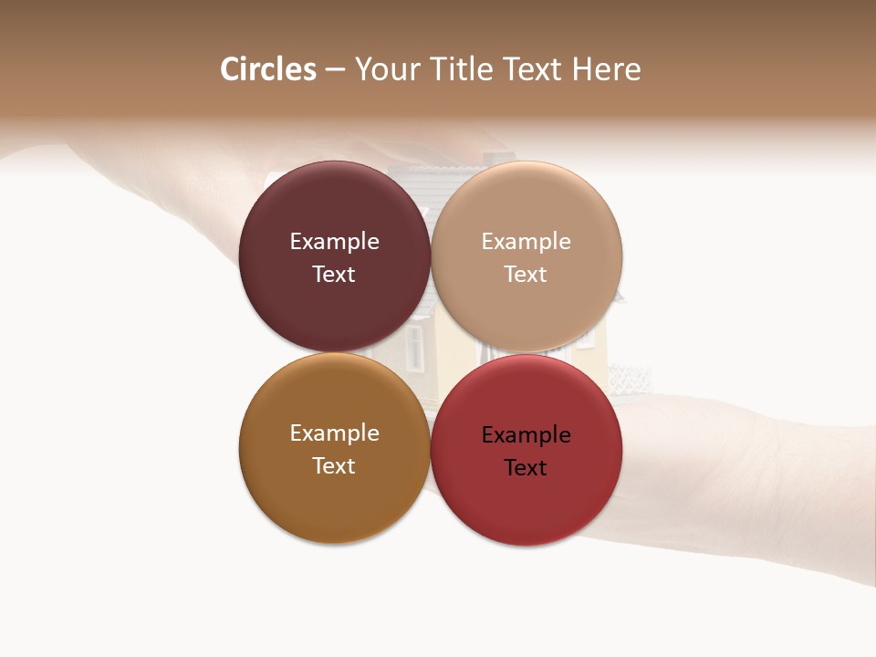 Female Hand Reaching For A House Isolated On A White Background. PowerPoint Template