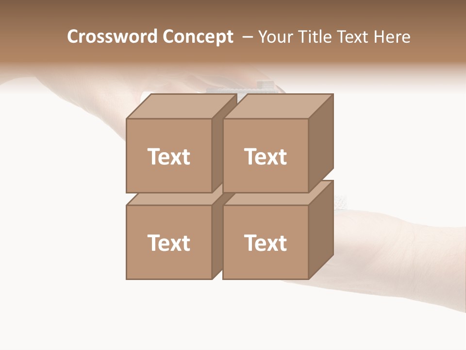 Female Hand Reaching For A House Isolated On A White Background. PowerPoint Template