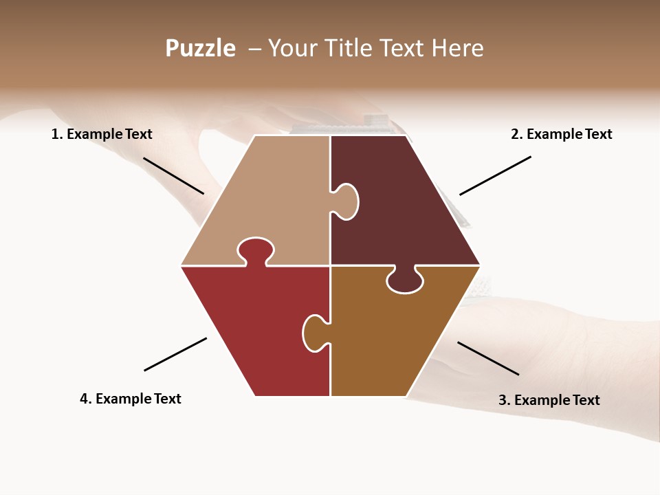 Female Hand Reaching For A House Isolated On A White Background. PowerPoint Template