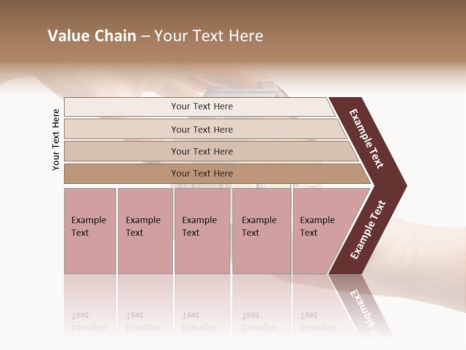 Female Hand Reaching For A House Isolated On A White Background. PowerPoint Template