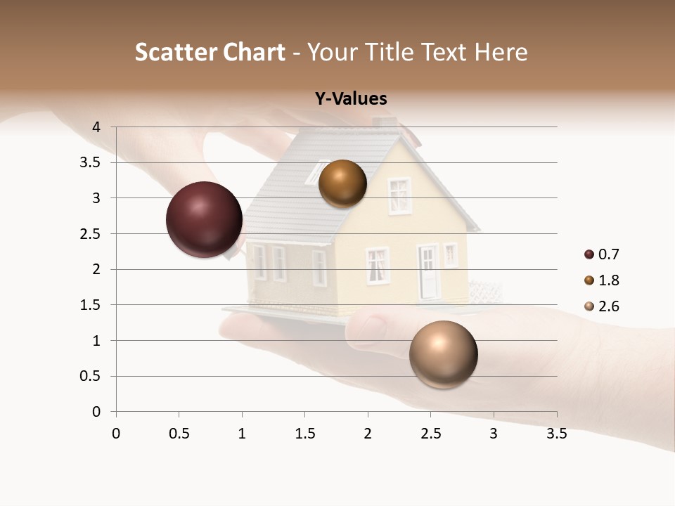 Female Hand Reaching For A House Isolated On A White Background. PowerPoint Template