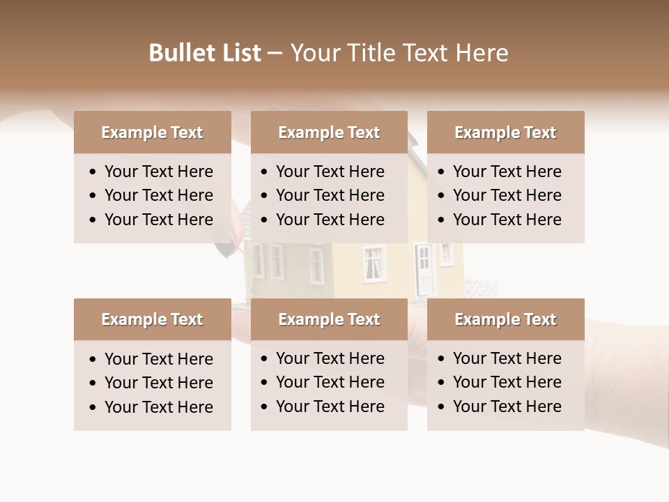 Female Hand Reaching For A House Isolated On A White Background. PowerPoint Template