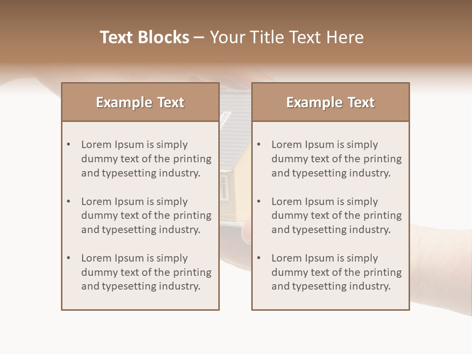 Female Hand Reaching For A House Isolated On A White Background. PowerPoint Template
