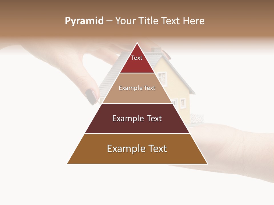 Female Hand Reaching For A House Isolated On A White Background. PowerPoint Template