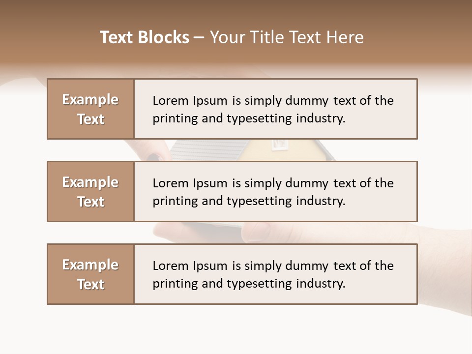 Female Hand Reaching For A House Isolated On A White Background. PowerPoint Template