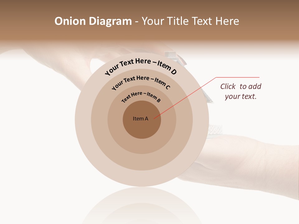 Female Hand Reaching For A House Isolated On A White Background. PowerPoint Template