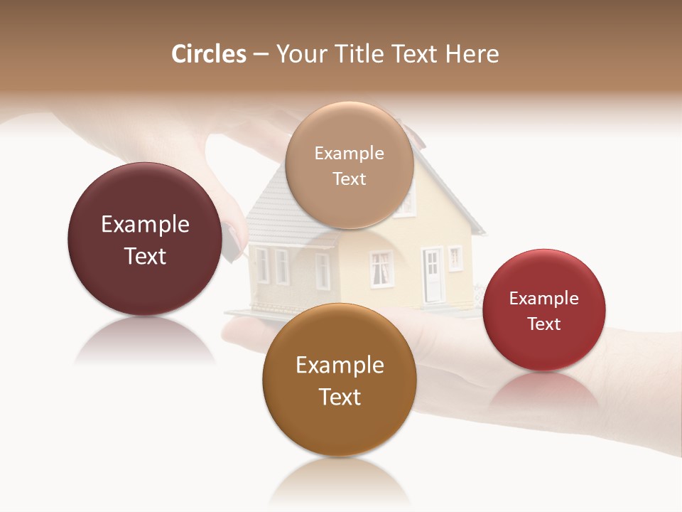 Female Hand Reaching For A House Isolated On A White Background. PowerPoint Template