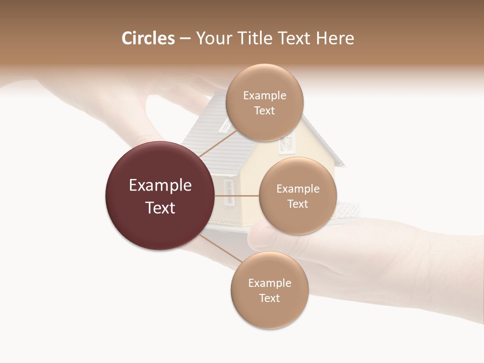 Female Hand Reaching For A House Isolated On A White Background. PowerPoint Template